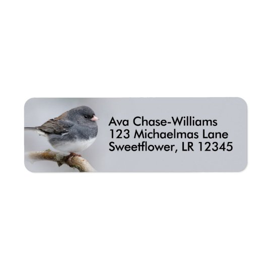 Slate-Coloured Dark-Eyed Junco on the Pear Tree Return Address Label