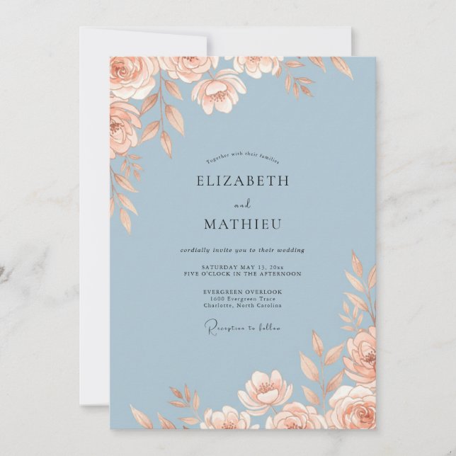 Slate Copper Painted Wedding Invitation (Front)