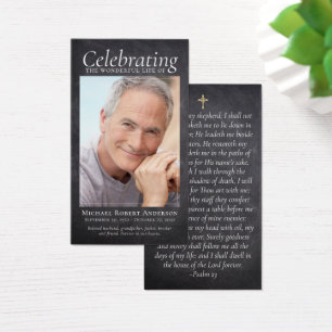 Slate Cross Photo Memorial Prayer Card