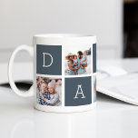 Slate | Custom Daddy 5 Photo Collage Coffee Mug<br><div class="desc">Create a sweet keepsake for a beloved dad this Father's Day with this simple design that features five of your favorite Instagram photos,  arranged in a collage layout with alternating squares of slate blue,  spelling out "Daddy." Personalize with favorite photos of his children for a treasured gift for dad.</div>