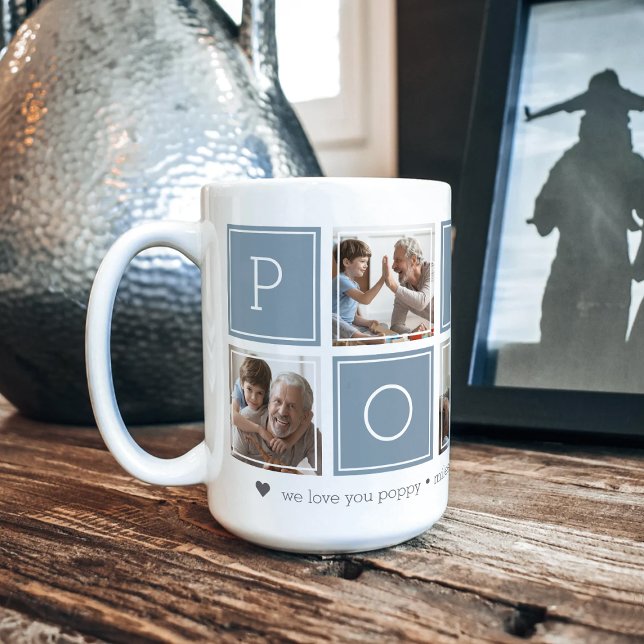 Slate | Custom Poppy 5 Photo Colorblock Collage Coffee Mug (Creator Uploaded)