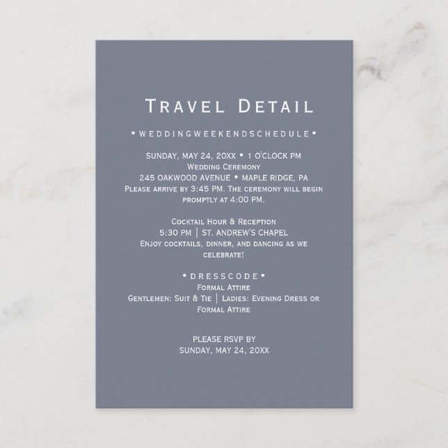Slate Destination Wedding Details Card (Front)