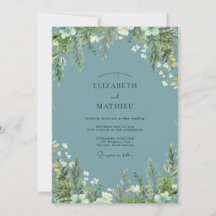 Slate Eucalyptus Foliage Wedding Invitation