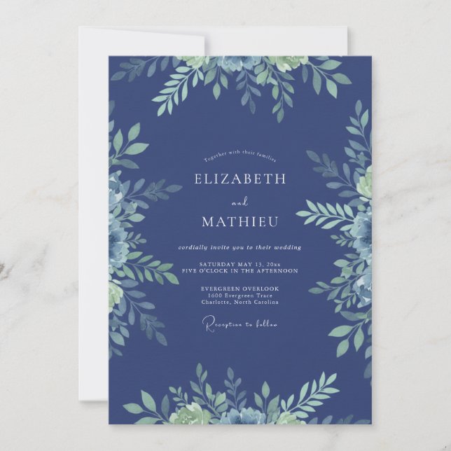 Slate Foliage Eucalyptus Wedding Invitation (Front)