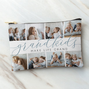 Slate   Grandkids Make Life Grand Photo Collage Accessory Pouch