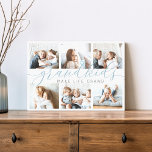 Slate | Grandkids Make Life Grand Photo Collage Canvas Print<br><div class="desc">Create a sweet gift for a beloved grandma or grandpa with this beautiful photo collage canvas. "Grandkids make life grand" appears in the centre in smoky blue-green and grey calligraphy script lettering. Customize with 6 photos of their grandchildren.</div>