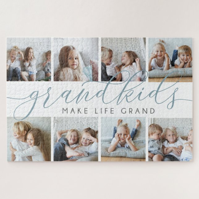 Slate | Grandkids Make Life Grand Photo Collage Jigsaw Puzzle (Horizontal)