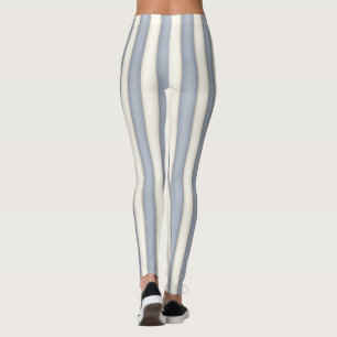 Slate Gray & Antique White Vertical Stripes Funny Leggings