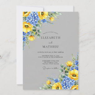 Slate Gray Vibrant Spring Wedding Invitation