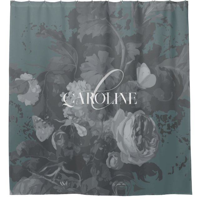 Slate Green Vintage Floral Still Life Stylish (Front)