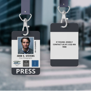 Slate Grey 3 Logos Press ID Badge