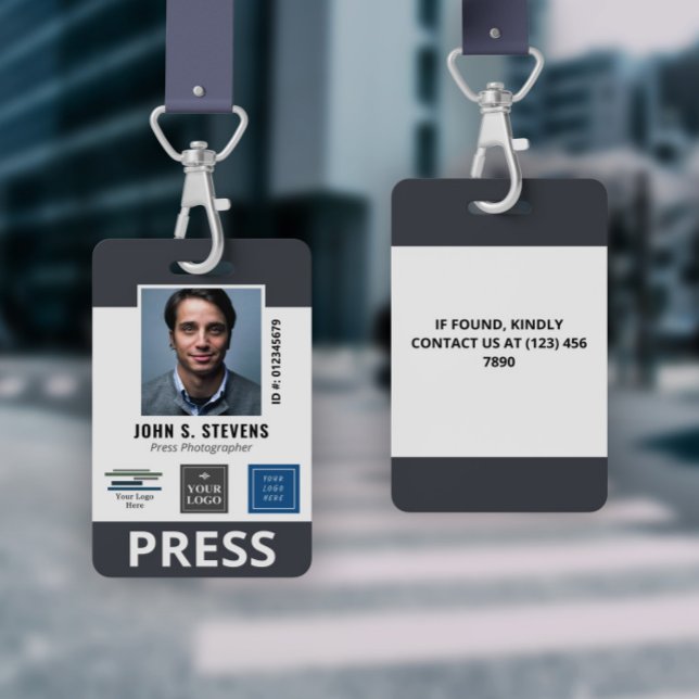 Slate Grey 3 Logos Press ID Badge (Creator Uploaded)