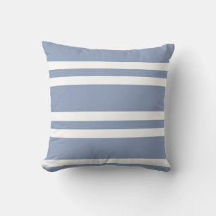 Slate Grey and White Striped Throw Pillow
