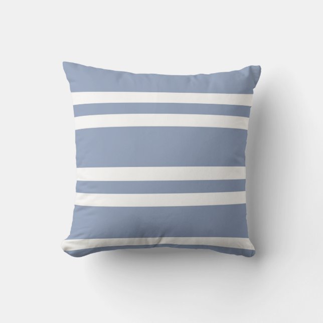 Slate Grey and White Striped Throw Pillow (Front)