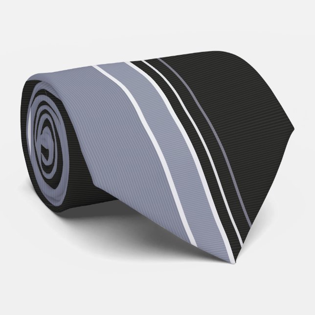 Slate Grey & Black Pinstriped Tie (Rolled)