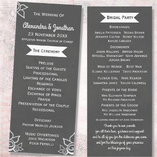 Slate Grey Chalk Style Flat Wedding Program