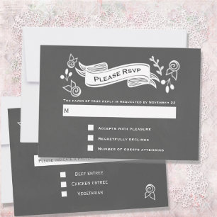 Slate Grey Chalk Style RSVP and Menu
