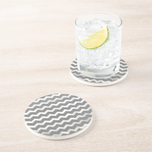 Slate Grey Chevron Pattern Coaster
