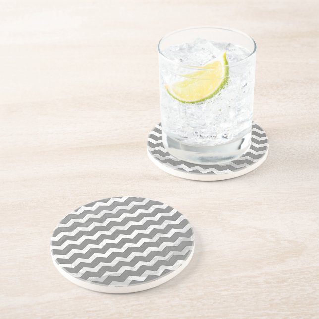Slate Grey Chevron Pattern Coaster (Side)
