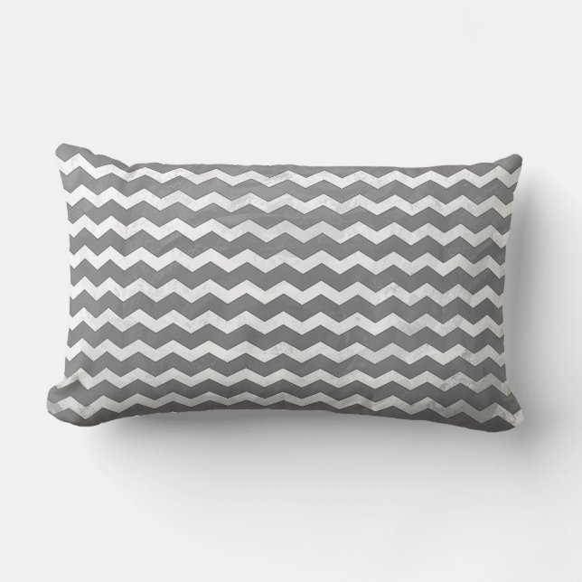 Slate Grey Chevron Pattern Lumbar Pillow (Front)