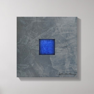 Slate Grey Cobalt Blue Modern Art With Signature Canvas Print
