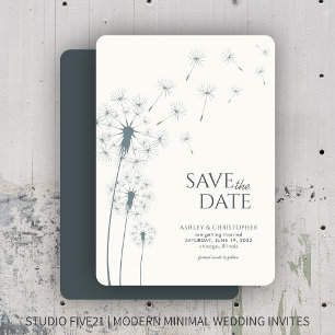 Slate Grey Dandelion Wedding Enregistrer la carte 