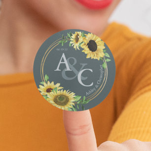 Slate Grey • Elegant Modern Wedding Classic Round Sticker