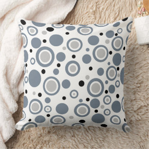 Slate Grey Geometric Circles Throw Pillow