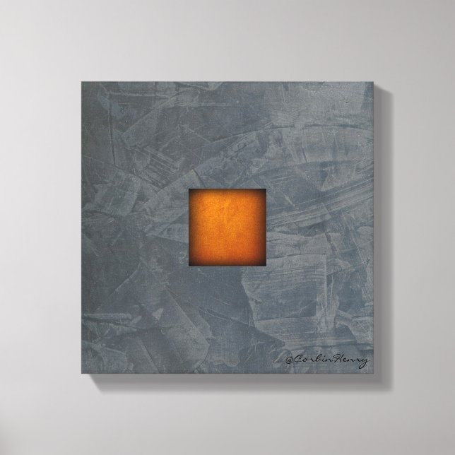 Slate Grey Gold Stucco Modern Art Canvas Print (Front)