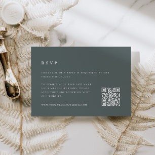 Slate Grey-Green Wedding QR Code RSVP Card