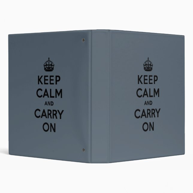 Slate Grey Keep Calm and Carry On (black) Binder (Background)