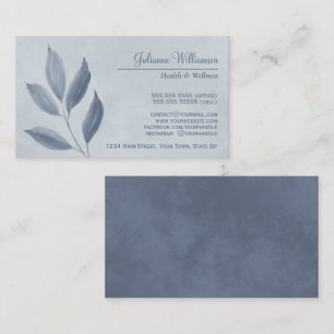 Slate Grey Leaves on Dusty Blue Elegant Feminine Business Card