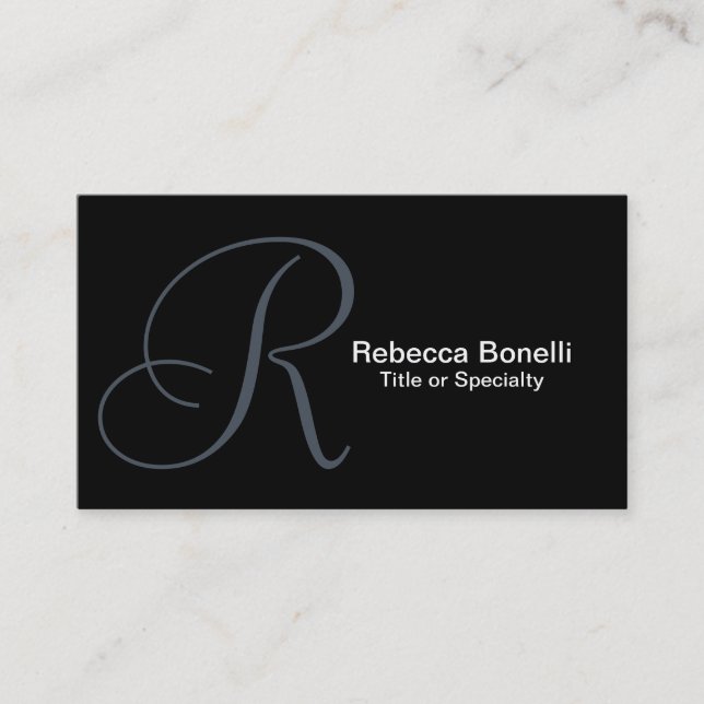 Slate Grey Monogram Consultant Business Card (Front)