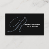 Slate Grey Monogram Consultant Business Card