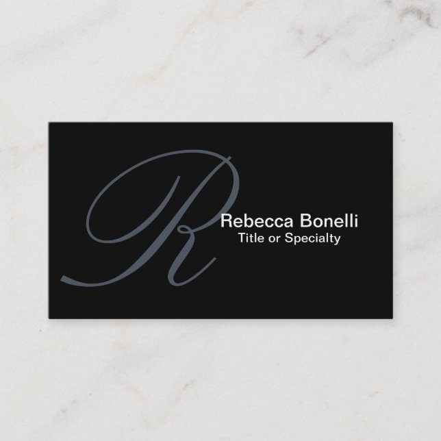 Slate Grey Monogram Consultant Business Card (Front)