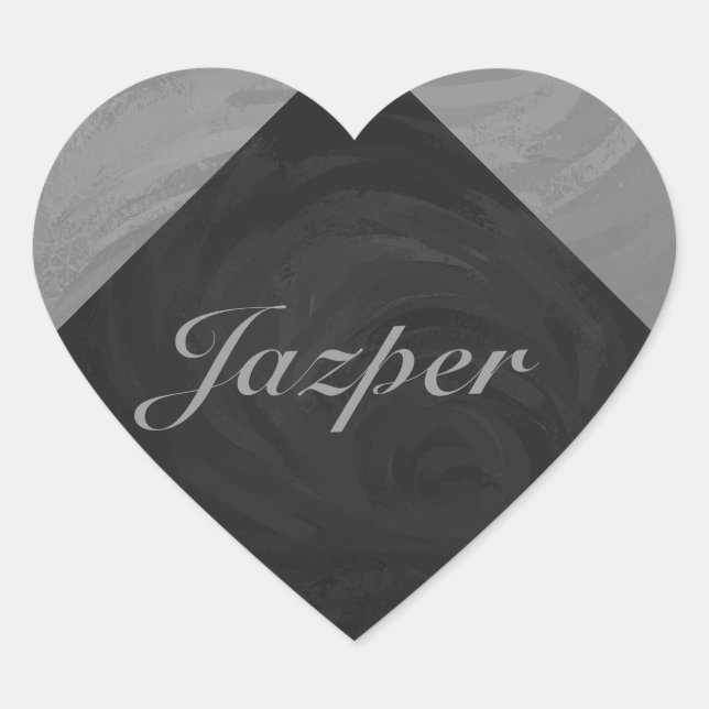 Slate Grey Monogram Heart Sticker (Front)