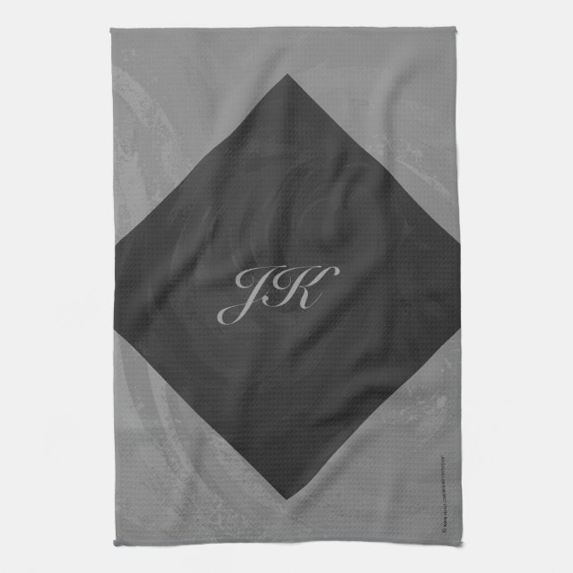 Slate Grey Monogram Kitchen Towel (Vertical)