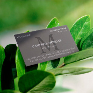 Slate Grey Monogrammed Professional Business Card