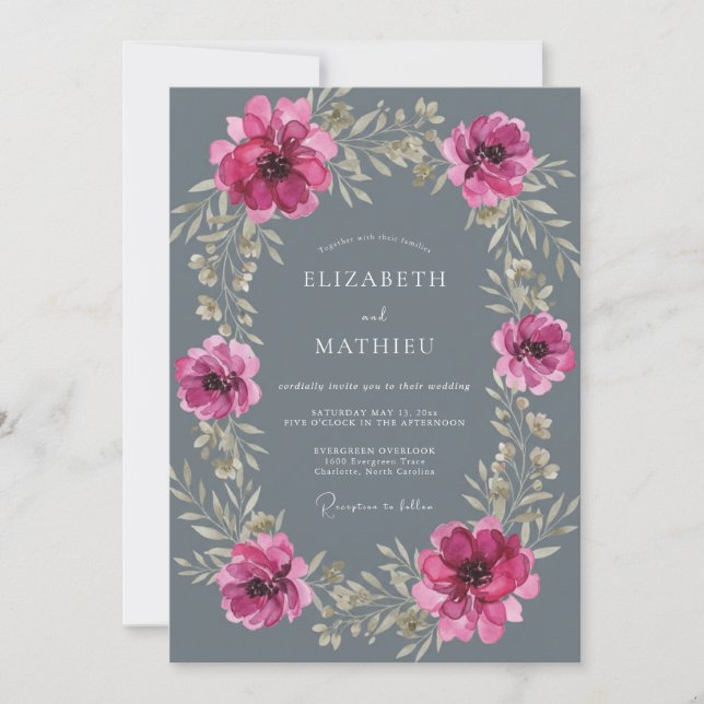 Slate Grey Moody Romantic Wedding Invitation (Front)