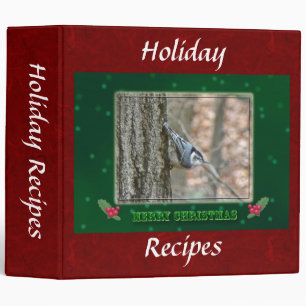 Slate Grey Nuthatch Christmas Holiday Recipes Binder