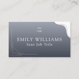 Slate Grey Ombre Business Card, Custom Logo & QR Card