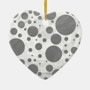 Slate Grey Polka Dot Pattern Ceramic Ornament