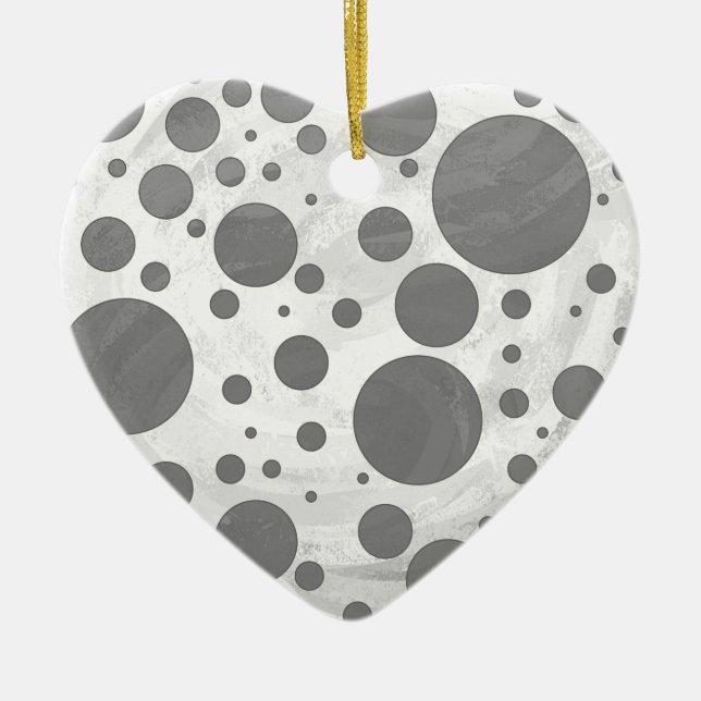 Slate Grey Polka Dot Pattern Ceramic Ornament (Front)