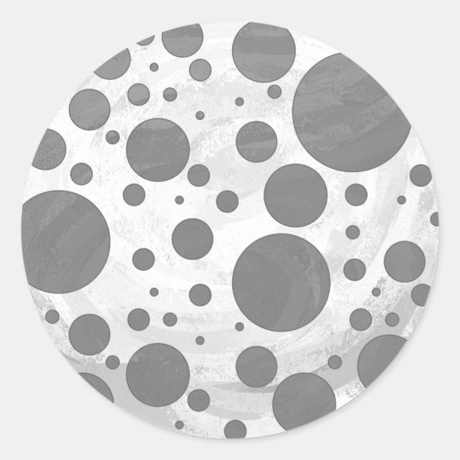 Slate Grey Polka Dot Pattern Classic Round Sticker (Front)