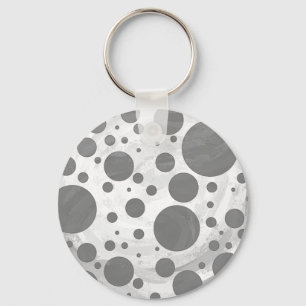 Slate Grey Polka Dot Pattern Keychain