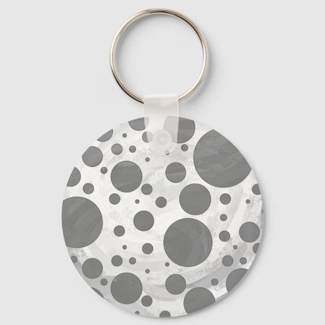 Slate Grey Polka Dot Pattern Keychain (Front)