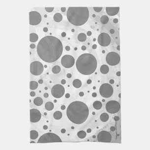Slate Grey Polka Dot Pattern Kitchen Towel