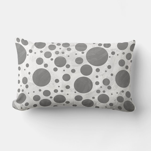 Slate Grey Polka Dot Pattern Lumbar Pillow (Front)