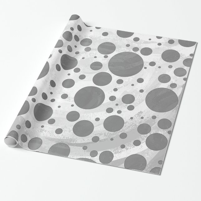 Slate Grey Polka Dot Pattern Wrapping Paper (Unrolled)