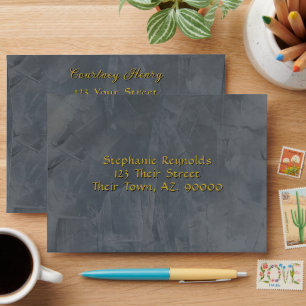 Slate Grey Textured Marble Gold Envelope – Luxury